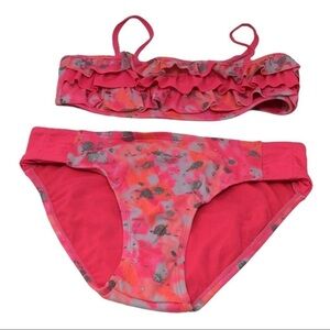 #025 Justice ruffle‎ pink& silver sparkly bikini Swimsuit